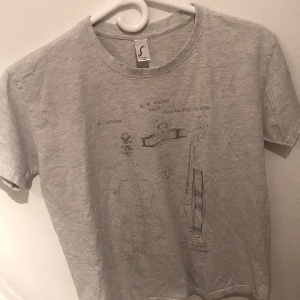 M.S White Violin 🎻 Beautiful Grey Tshirt with mathematical style instrument